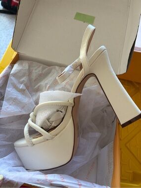 Chase + Chloe Cream Braided Platform Slingback